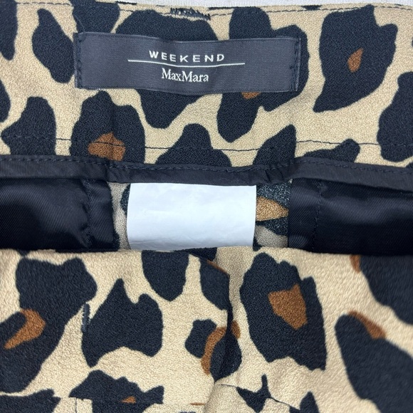 MaxMara Weekend Leopard Print Pants Size 4 – Chic Slim Fit Work Wear Trousers - Picture 7 of 9